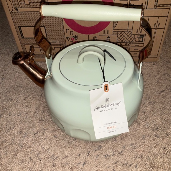 Hearth & Hand with Magnola - 2qt Stainless Steel Arch Cutout Teapot Serene Green - Picture 4 of 13